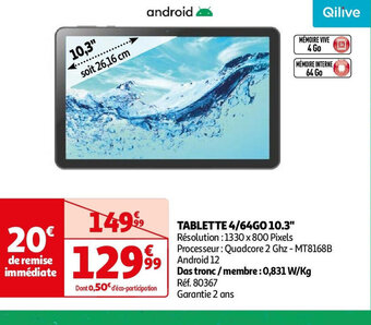 Auchan TABLETTE 4/64GO 10.3" offre