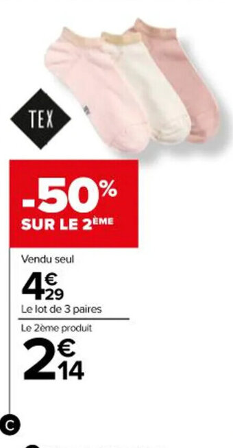 Carrefour Socquettes courtes femme offre