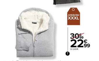 Carrefour Sweat zippe double sherpa homme offre