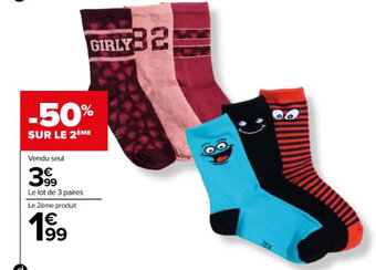 Carrefour Mi chaussettes fantaisies enfant offre