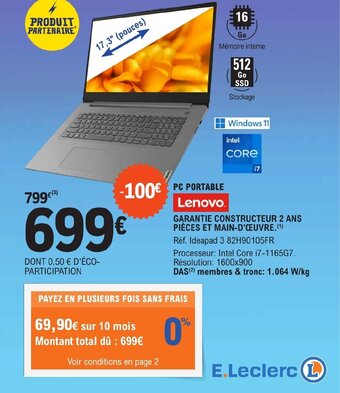 E.Leclerc Pc Portable Lenovo offre