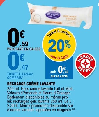 E.Leclerc RECHARGE CRÈME LAVANTE offre