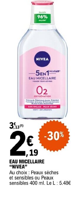 E.Leclerc EAU MICELLAIRE NIVEA offre