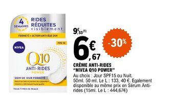 E.Leclerc CRÈME ANTI-RIDES NIVEA Q10 POWER offre