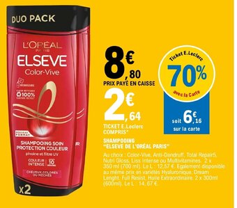 SHAMPOOING ELSEVE DE L'ORÉAL PARIS