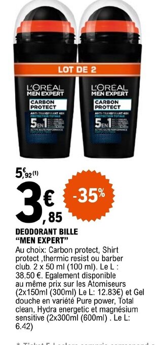 E.Leclerc DEODORANT BILLE MEN EXPERT offre