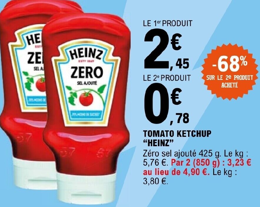 Promo TOMATO KETCHUP HEINZ chez E.Leclerc