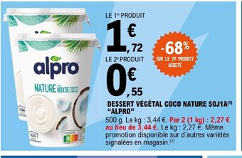 E.Leclerc DESSERT VÉGÉTAL COCO NATURE SOJ1A ALPRO offre