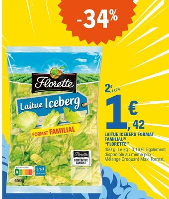 E.Leclerc LAITUE ICEBERG FORMAT FAMILIAL FLORETTE offre