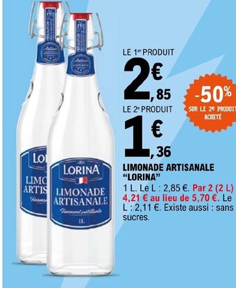 E.Leclerc LIMONADE ARTISANALE LORINA offre