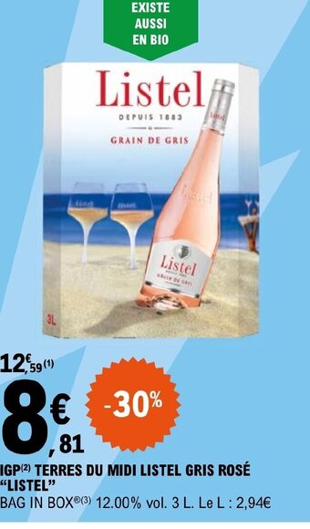 E.Leclerc IGP TERRES DU MIDI LISTEL GRIS ROSÉ LISTEL offre