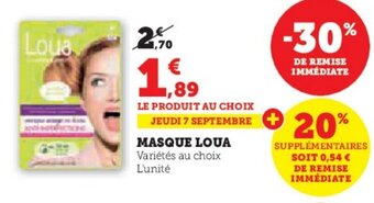 Hyper U MASQUE LOUA offre