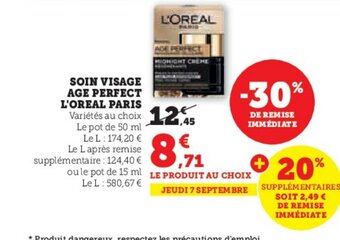 Hyper U SOIN VISAGE AGE PERFECT L'OREAL PARIS offre