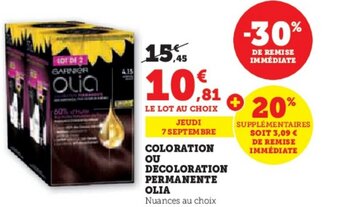 COLORATION OU DECOLORATION PERMANENTE OLIA