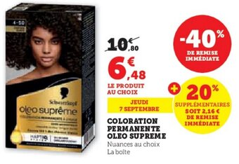 Hyper U COLORATION PERMANENTE OLEO SUPREME offre
