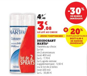 Hyper U DEODORANT NARTA offre