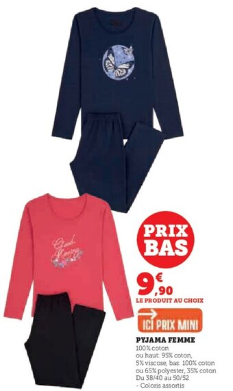 Hyper U PYJAMA FEMME 100% coton offre