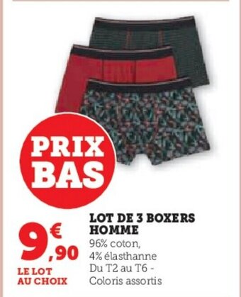 Hyper U LOT DE 3 BOXERS HOMME offre