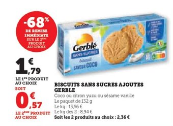 Hyper U BISCUITS SANS SUCRES AJOUTES GERBLE offre