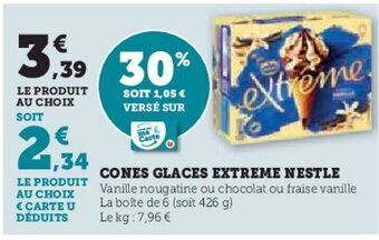 Hyper U CONES GLACES EXTREME NESTLE offre