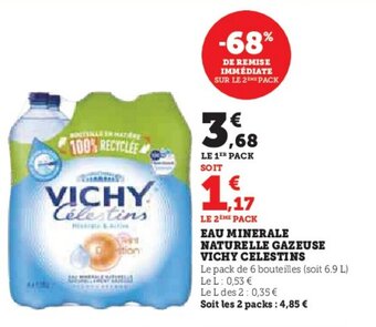 Hyper U EAU MINERALE NATURELLE GAZEUSE VICHY CELESTINS offre