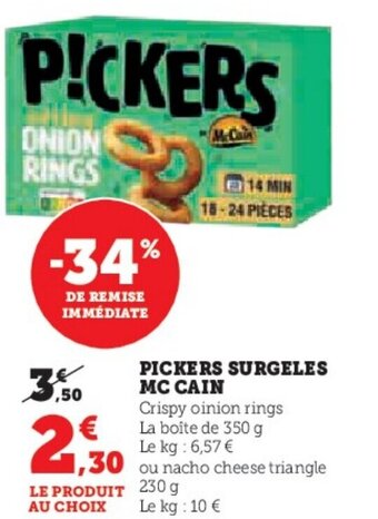 Hyper U PICKERS SURGELES MC CAIN offre