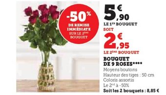 Hyper U BOUQUET DE 9 ROSES offre