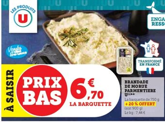 Hyper U BRANDADE DE MORUE PARMENTIERE U offre
