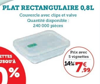 Hyper U PLAT RECTANGULAIRE 0,8L offre