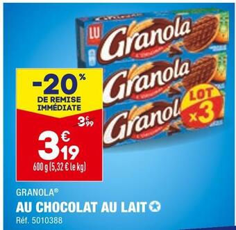 ALDI Granola granola au chocolat au lait offre