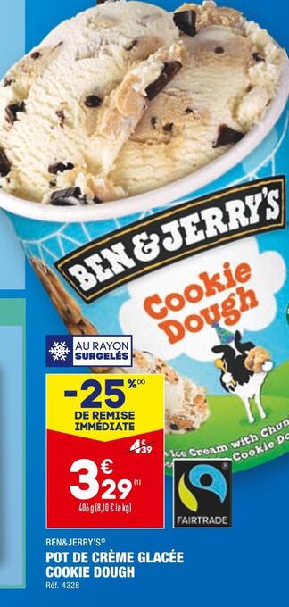 ALDI Ben&jerry’s pot de crème glacée cookie dough offre