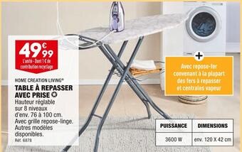 ALDI Home creation living table à repasser avec prise offre