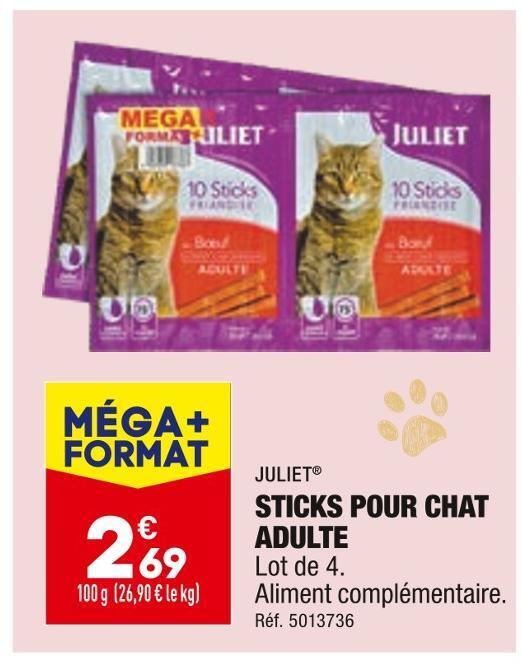 Promo Juliet sticks pour chat adulte chez ALDI