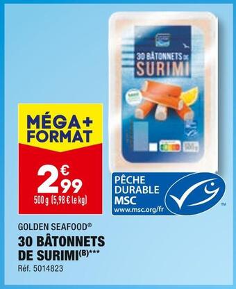 ALDI Golden seafood 30 bâtonnets de surimi offre
