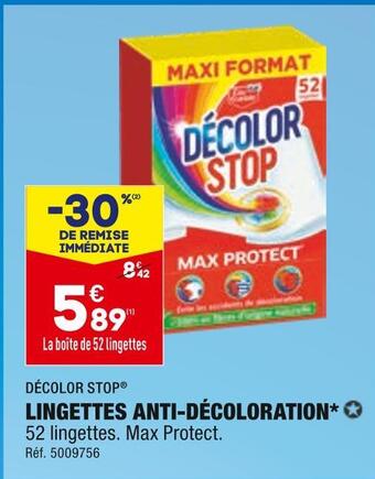 ALDI Décolor stop lingettes anti-décoloration offre