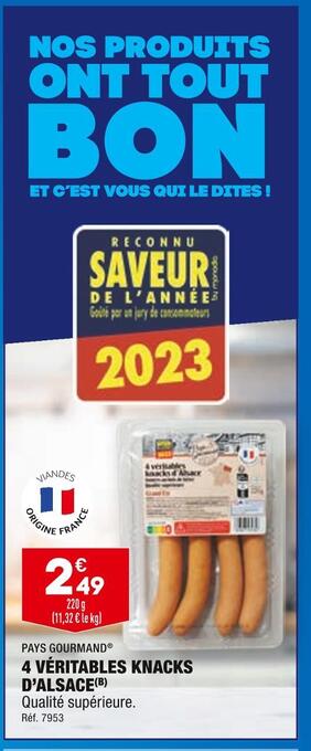 ALDI Pays gourmand 4 véritables knacks d’alsace offre