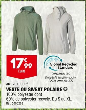 ALDI Active touch veste ou sweat polaire offre