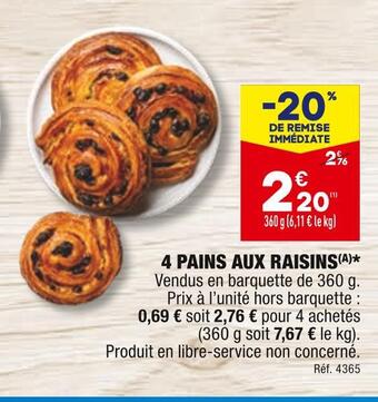 ALDI 4 pains aux raisins offre