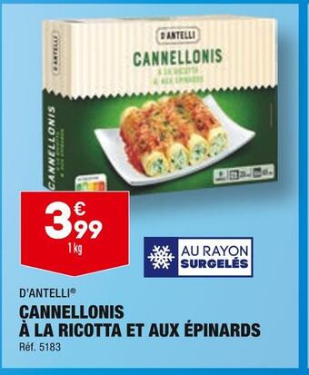 ALDI D’antelli cannellonis à la ricotta et aux épinards offre