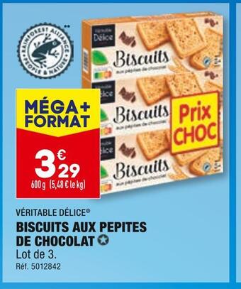 ALDI Véritable délice biscuits aux pepites de chocolat offre