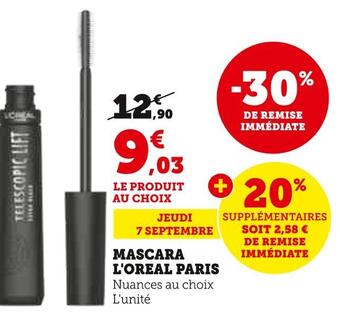 Hyper U L'oreal paris mascara offre