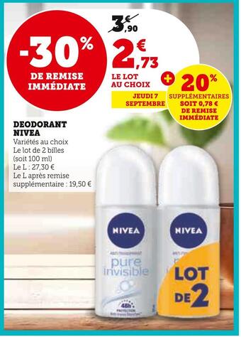 Hyper U Nivea deodorant offre