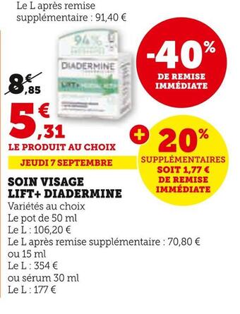Hyper U Diadermine soin visage lift+ offre