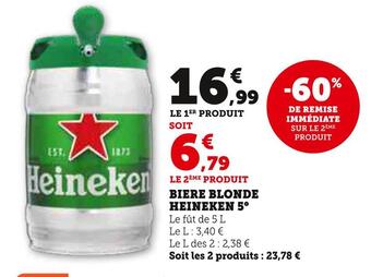 Hyper U Heineken biere blonde 5 offre
