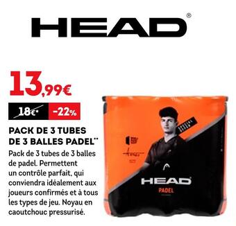 Head pack de 3 tubes de 3 balles padel