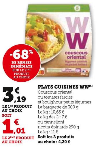 Hyper U Ww plats cuisines offre