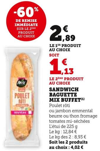 Hyper U Mix buffet sandwich baguette offre