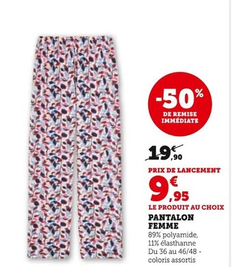 Hyper U U collection pantalon femme offre