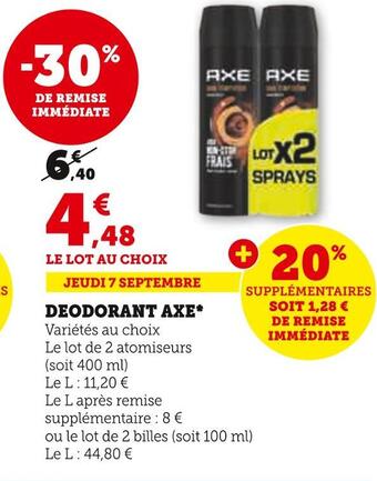 Hyper U Axe deodorant offre