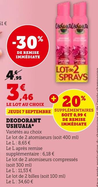 Hyper U Ushuaia deodorant offre
